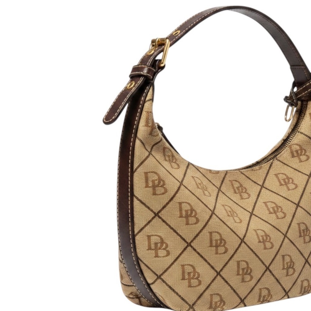 Flawed Gem! Dooney & Bourke Monogram Canvas Hobo Shoulder Bag Classic K7453142 - Picture 2 of 11